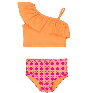 RuffleButts Girls One Shoulder Ruffle Tankini - 1 of 4