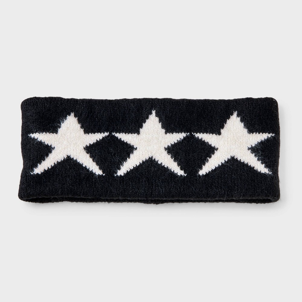 Girls' Knitted Jacquard Headband - art class™ Black/White