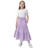 Maxi Skorts Skirt for Girls Button Front High Waisted Long Skirt with Belt Ruffled Skirts with Pocket - 2 of 4