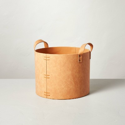 Leather Round Storage Basket  Round leather, Next day delivery gifts,  Storage baskets