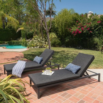 Okak Outdoor Aluminium Chaise Lounge Chairs,Set of 2,Patio Reclining Chair Pool Chaise,Reclining Chairs with 5 Positions,Patio Furniture,Black