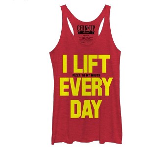 Women's CHIN UP Lift Pizza Every Day Racerback Tank Top - 1 of 3