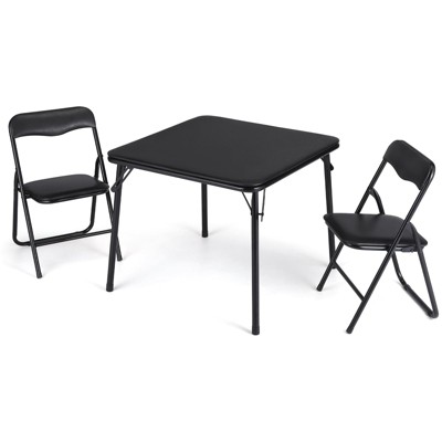 Folding Card Table and Chair Set, Upholstered Foldable Table&Chair Set, Portable Children's Activity Table and Chairs Set for Eating, Reading