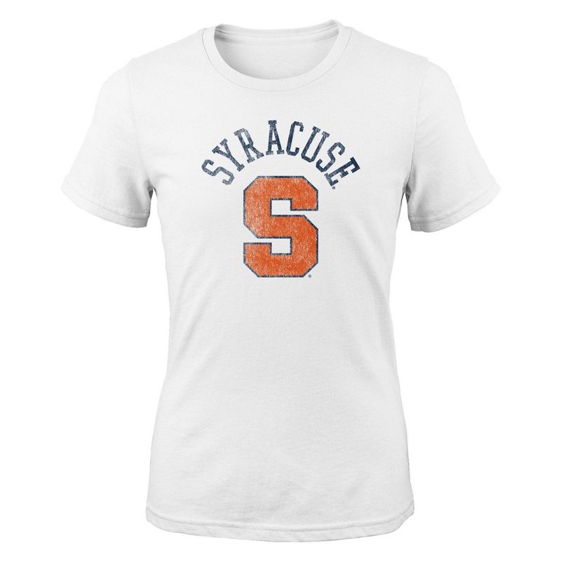 NCAA Syracuse Orange Girls&#39; White Crew Neck T-Shirt, 1 of 2
