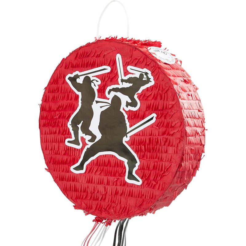 Ninja Warrior Pull String Pinata for Boy Baby Shower, Kids Birthday, Karate Party Supplies, Small 11.7 inches, 4 of 5