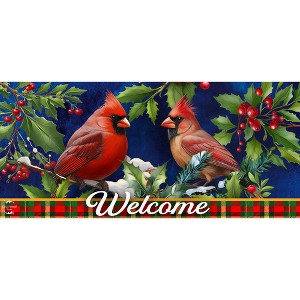 Briarwood Lane Winter Cardinal and Holly Mini Mat 22x10 Indoor Outdoor For Winter Doormat - 1 of 2