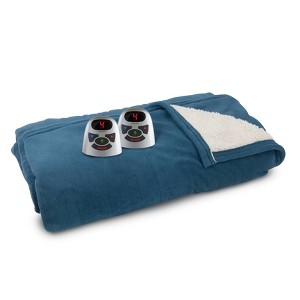 Microplush with Sherpa Electric Warming Blanket (King) Blue - Biddeford Blankets