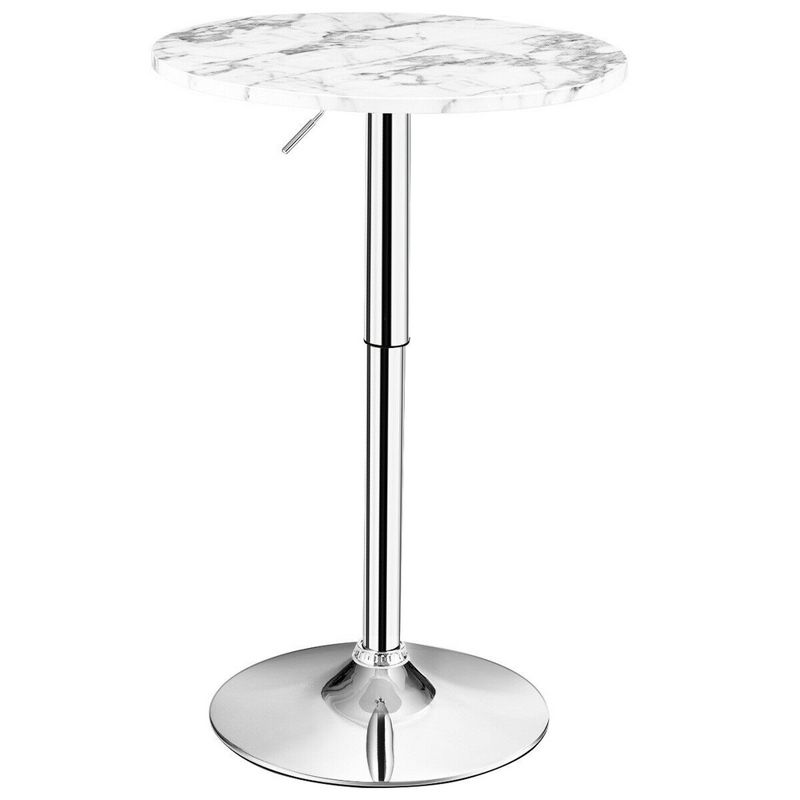 Tangkula 360-degree Swivel Round Pub Table Height Adjustable Bistro Bar Table w/Faux Marble Top, 1 of 11