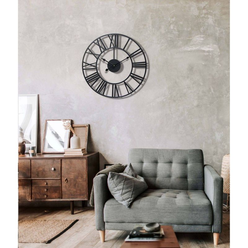 18&#34; Tower Wall Clock Matte Black - Infinity Instruments, 6 of 8