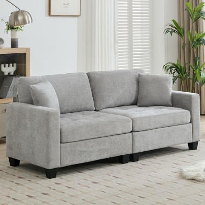 Hyleory Chenille Sectional Sofa,Indoor Furniture Convertible Modular Corduroy Sectional Sofa with a Optional coffee table