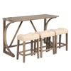 4 Piece Bar Table Set with Power Outlet, 59'' Breakfast Table with 3 Padded Stools,Counter Height Behind Couch Table Set for Living Dining Room - 3 of 4