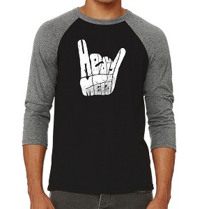 LA Pop Art Men's Raglan Baseball Word Art T-shirt - Heavy Metal - 1 of 4