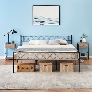 Bed Frame, Metal Bed Frame with Headboard and Footboard, Heavy Duty Noise Free Platform Bed Frame with Strong Slats Support, Under Bed Storage - 1 of 4