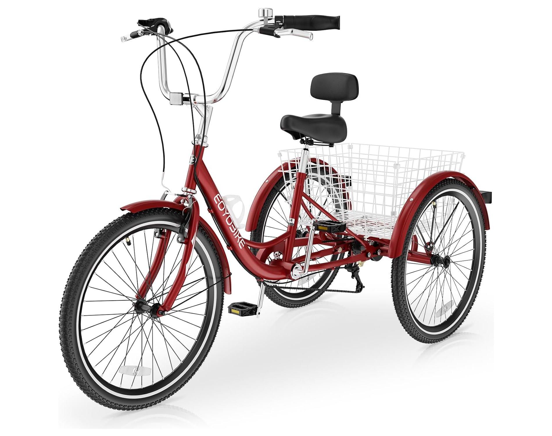 Docred Adult Tricycles 3 Wheel 7 Speed 20/24/26 inch Cruise Bike Adults Tricycle with Basket Recreation Shopping Exercise for Seniors Women Men