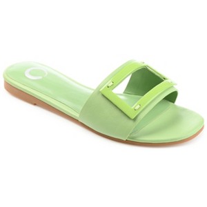 Journee Collection Womens Clair Tru Comfort Foam Slide Low Block Heel Sandals Green 7 - 1 of 4