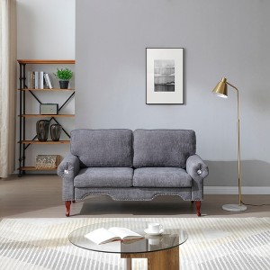 GDFStudio Sheila Linen Upholstery Sofa with Crystal button and Copper Nail - 1 of 4