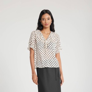 Women's Ruffled Neck Tie-Front Blouse - A New Day™ - 1 of 4