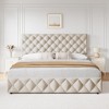 Bed Frame with 4 Storage Drawers, Faux Leather Upholstered Platform Bed Frame with Adjustable Headboard - 3 of 4