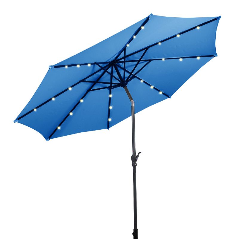 Costway 10FT Patio Solar Umbrella LED Patio Market Steel Tilt W/Crank Outdoor OrangeBlue New, 2 of 10