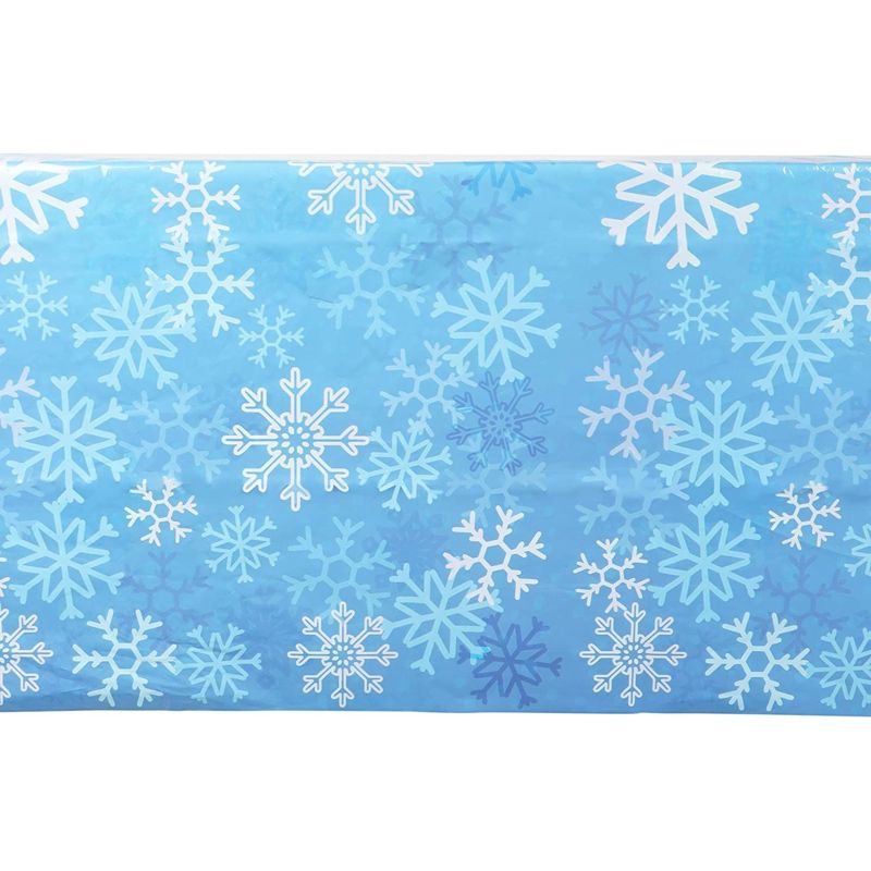 Blue Panda 3 Pack Snowflake Blue Tablecloth for Winter Holiday Christmas Party Table Cover Decorations, (54 x 108 in), 5 of 7