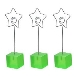 Unique Bargains Metal Resin Cube Base Star Shape Pictures Memo Place Card Holder 3 Pcs - 1 of 4