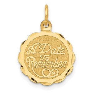 Black Bow Jewelry 14k Yellow Gold A Date To Remember Disc Charm or Pendant, 15mm - 1 of 4