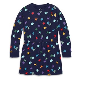Primary Kids  Sweatshirt Dress In Rainbow Confetti Stars in Navy Confetti - 1 of 3