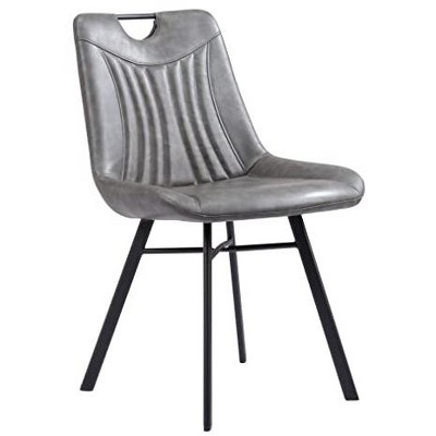 Vintage Gray Velvet Upholstered Side Chairs with Metal Legs, Set of 2