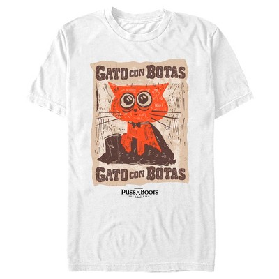 Men's Puss in Boots: The Last Wish Gato Con Botas Poster  T-Shirt - White - Small