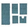 Bell Flower Collection Tufted Bath Rugs, Extra Soft and Absorbent, Non-Slip Bath Mats, Machine Washable Bathroom Mats, 5 Piece Set with Runner, Blue - 2 of 4