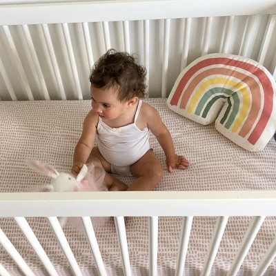Blue and Pink Striped Jersey Cotton Crib Sheet Set