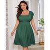 Whizmax Women Plus Size Midi Dress Short Ruffle Sleeves High Waist Casual Summer Dress with Pockets - 2 of 4