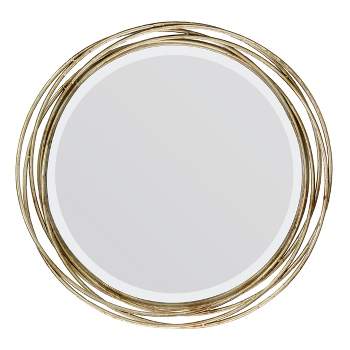 17" Metal Banded Round Wall Mirror Gold - Stonebriar Collection