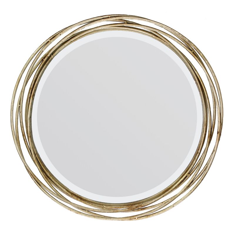 17&#34; Metal Banded Round Wall Mirror Gold - Stonebriar Collection, 1 of 5