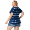 Agnes Orinda Women's Plus Size V Neck Short Sleeve Casual Stripe Tie Dye Basic T-Shirts - 4 of 4