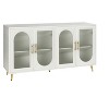 HomeRoots 60" White Ribbed Texture Wood And Glass Sideboard with Four Doors - 4 of 4