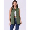 INSPIRE CHIC Women's Sleeveless Casual Button-Down Side Pockets Long Jean Vests - 2 of 4