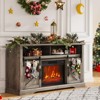 60" Farmhouse Fireplace TV Stand for TVs up to 65", 23" Electric Fireplace with Sliding Barn Door & Storage - 4 of 4