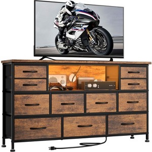 Gikpal 11 Drawer Dresser, Dressers for Bedroom TV Stand for up to 32''- 55" TV, with Power Outlets LED Lights & Side Pocket, Chest of Drawers Dresser - 1 of 4