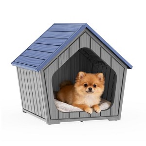 MooxvMoo Cabin-Style Cat House,Waterproof Resin Shelter for Indoor & Outdoor Use, Durable & Easy to Assemble Cozy Pet Bed - 1 of 4