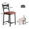 Bar Stools Set of 2, Counter Height Bar Stools with PU Upholstered Seat - 2 of 4
