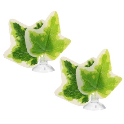 Unique Bargains Betta Fish Leaf Pad Hammock Plants for Fish Tank Green White 2.76"x2.76"