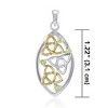 Slickblue Women's Celtic Trinity Knot Pendant in Sterling Silver with 14K Gold Accents and Peridot Gemstones, 18" Chain - 2 of 3