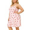 Agnes Orinda Women's Plus Size Adjustable Spaghetti Straps Ruffle Hem Nightgown - 2 of 4