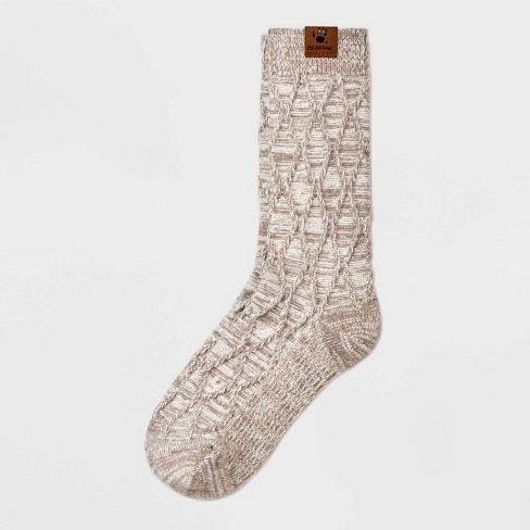 Bear Paw Women's Pucker Diamond Texture Crew Socks - Simply Taupe