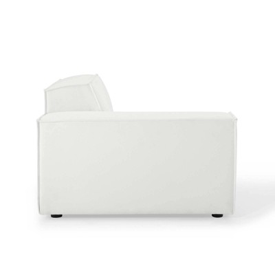White Velvet 5-Piece Sectional Sofa with Ottoman