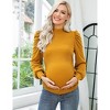 Maternity Shirts Side Button and Ruched Maternity Tunic Tops Casual Puff Long Sleeve Pregnancy Blouse Top Maternity Clothes-style2burgundy XXL - 2 of 2