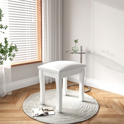 Sevobal Accent Chairs, Vanity Stools with Soft Cushion, Bent Leg Makeup Stool for Bedroom Living Room, White, 16.92"*13"*17.71"