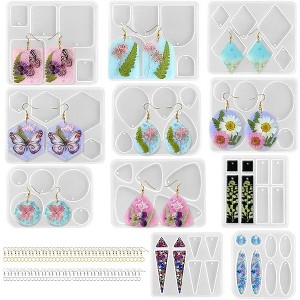 JDICTION 171Pcs Resin Earring Mold Kit - Stud, Dangle & Drop Shapes with Holes for Jewelry Making - 1 of 4