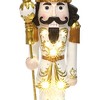 LuxenHome Lighted White and Gold Nutcracker Soldier with Scepter, Battery-Op Christmas Decor - 3 of 4
